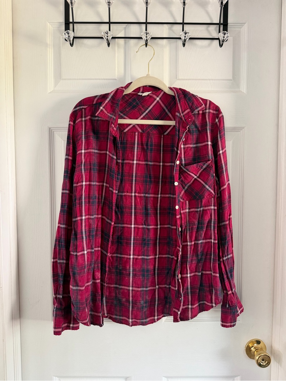 Red Plaid Button-Up